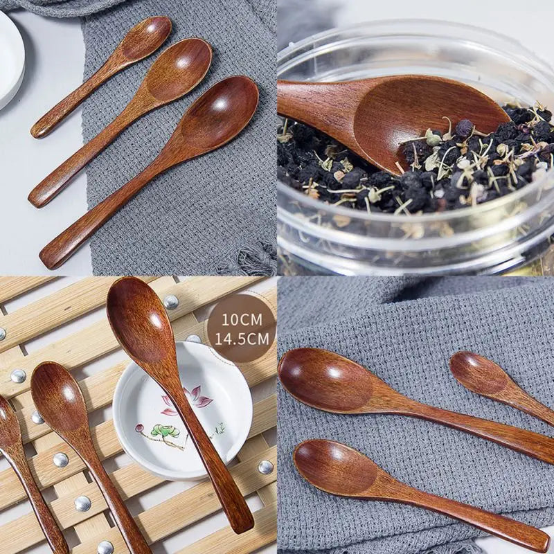 1pcs Wooden Honey Spoon Tea Spoon Coffee Spoon Stirring Spoon Household Tableware Kitchen Condiment Scoop Dessert Spoon
