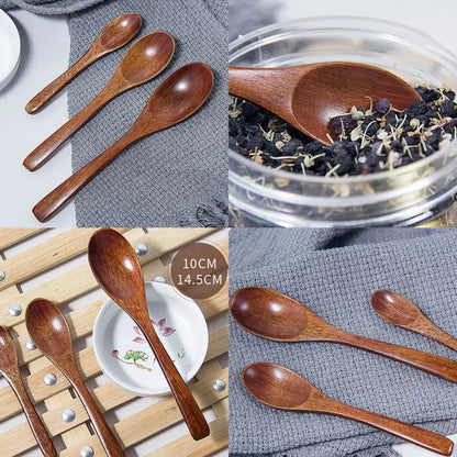 1pcs Wooden Honey Spoon Tea Spoon Coffee Spoon Stirring Spoon Household Tableware Kitchen Condiment Scoop Dessert Spoon