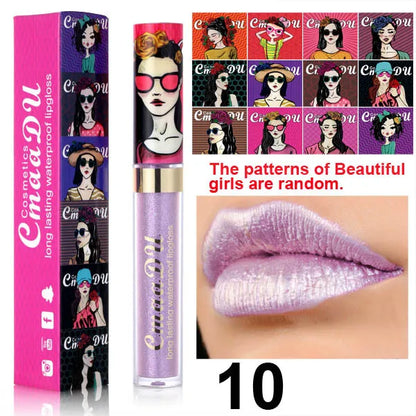 11 Color Lip Gloss  Metallic Shimmer Glitter Finish Lipstick Long Lasting Waterproof Lip Stain