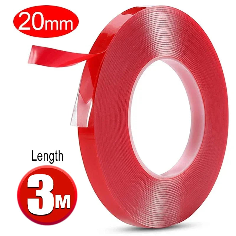 Double Sided Tape Nano Tape 3-5Meter 10/20/30mm Width Transparent Tape Washable Adhesive Nano Traceless Sticker Glue Red