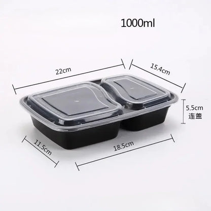 2 Compartment BPA Reusable Meal Prep Containers Rectangular Lunch Containers Microwavable Safe - Stackable Food Storage Trays