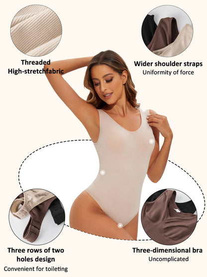 Shapewear Bodysuit Thong Fajas Body Shaper for Women Seamless Light Tummy Control Slimming Flat Belly Underwear Open Crotch