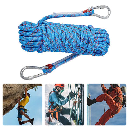 10mm Rock Climbing Rope 10M/20M/30M Outdoor Static Rapelling Rope for Fire Rescue Safety Escape Tree Climbing for Outdoor Sports