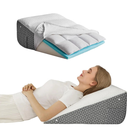 Orthopedic Wedge Shaped Pillow Air Layer Memory Foam Triangle Cushion for Post Surgery Body Support Acid Reflux Snoring