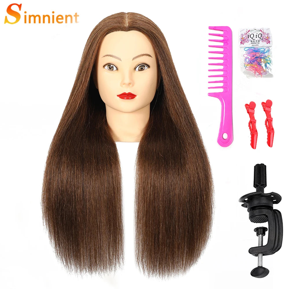 100% Real Human Hair Doll Head For Hairstyle Professional Training Head Kit Mannequin Head Styling To Practice Hot Curl Iron St