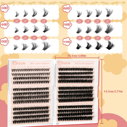 30-100D DIY Lash Extension Kit 480pcs Individual Eyelashes Kit with Lash Bond & Seal,Lash Remover and Lash Tweezers