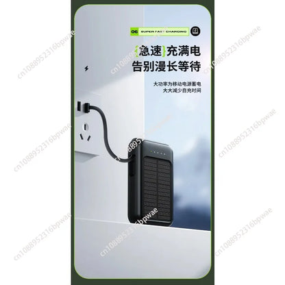 The solar power bank comes with a 20000 mAh camping portable large capacity mobile power supply
