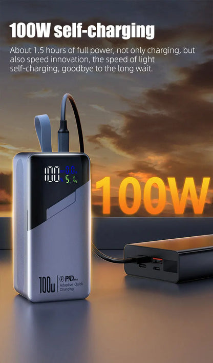 PD100W GaN Power Bank 20000mah/30000mah Build in Line High Definition LED Screen UFCS Phone Laptop Phone Portable Fast Charging