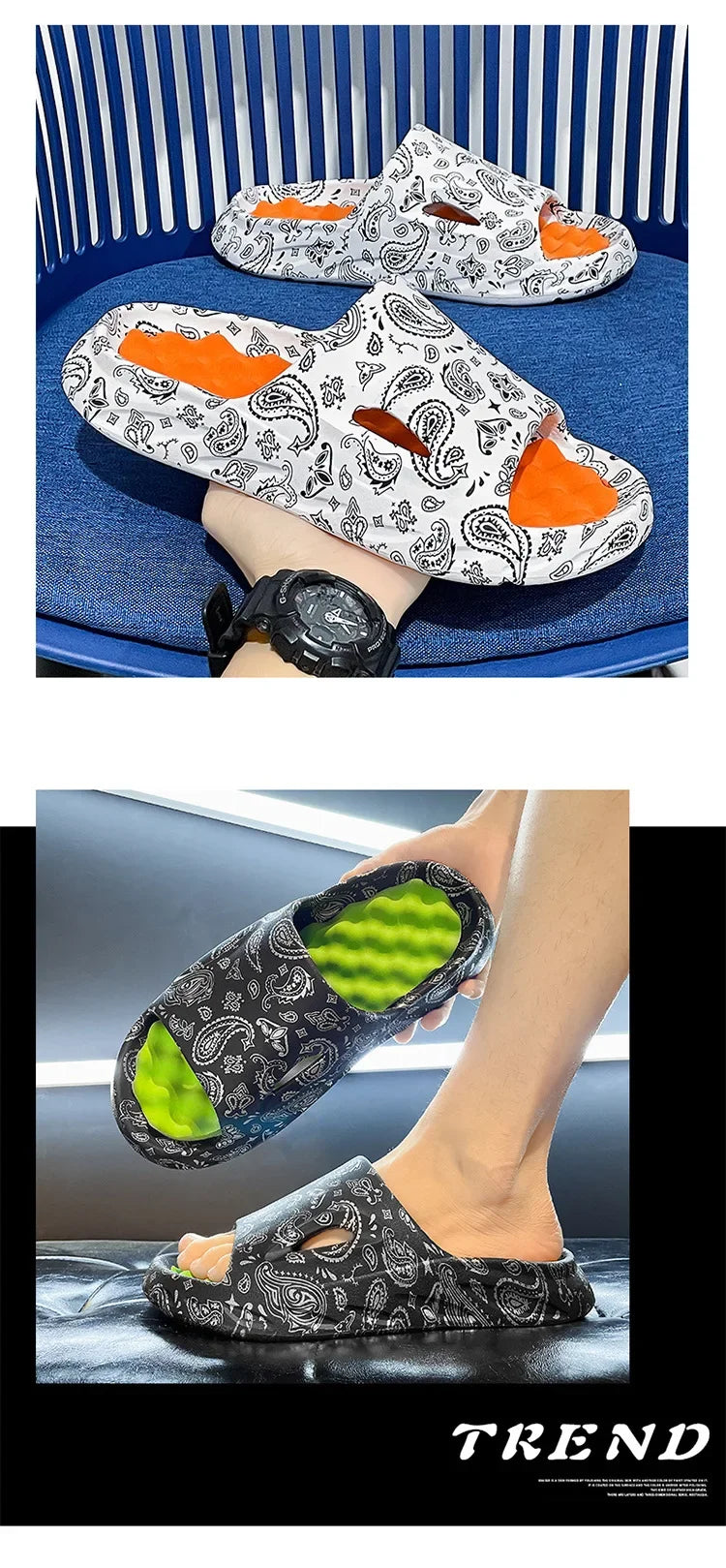 Men Flip-flops Summer Shoes Printing Sandals Trend Anti Slip Summer Sneaker Slippers Fashion Man Massage Slippers Beach Sandals