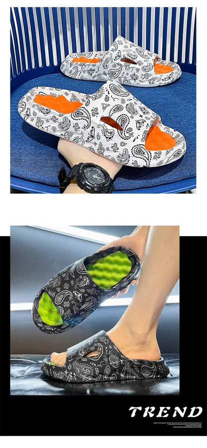 Men Flip-flops Summer Shoes Printing Sandals Trend Anti Slip Summer Sneaker Slippers Fashion Man Massage Slippers Beach Sandals