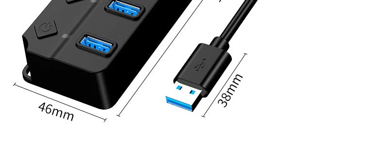 USB 3.0 Power Adapter 7 Port Multi USB Splitter Hub USB Hub 2.0 USB Multiple Expander Switch 30CM Cable Hub Docking Stations