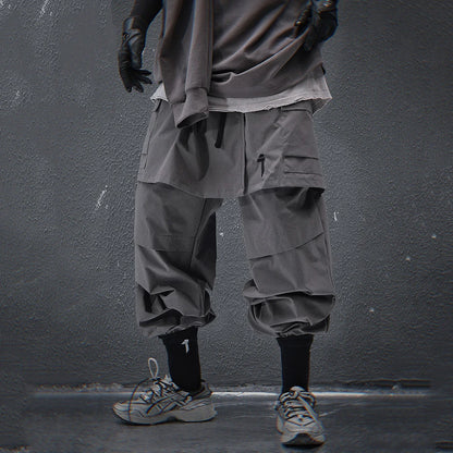 Techwear Tactical Skirt Pants Men's Fashion Streetwear Baggy Cargo Pants Joggers Black Loose Sweatpants