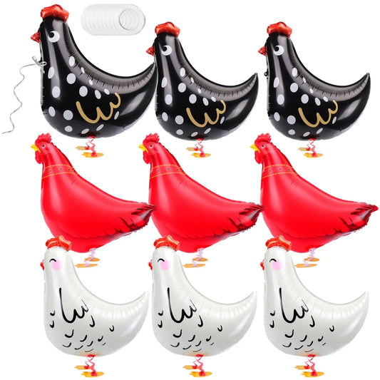 9PCS Animal Balloon Farm birthday decorations, 3 styles Chicken walking Balloon Animal Balloon Farm party decorations farm