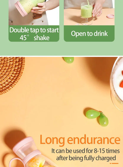 Portable Electric Juicer Cup 6 Blades USB Milkshake Blender Mini Fruit Milk Mixer Fresh Juice Sport Bottle for On-the-Go