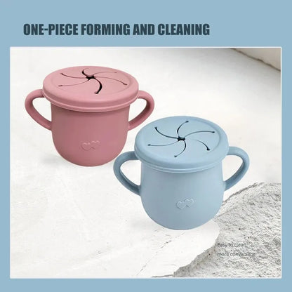 Silicone Baby Snack Cup Kids Solid Color Silicone Food Box Baby Portable Baby Snack Container with Baby Cup Lid