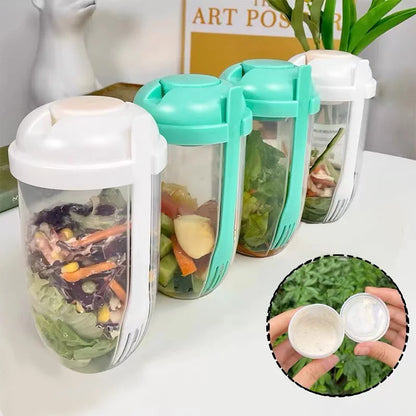 Portable Breakfast Cups Cereal Nut Yogurt Salad Cup Container Set with Fork Sauce Cup Bottle Food Storage Bento Box Lunch Box