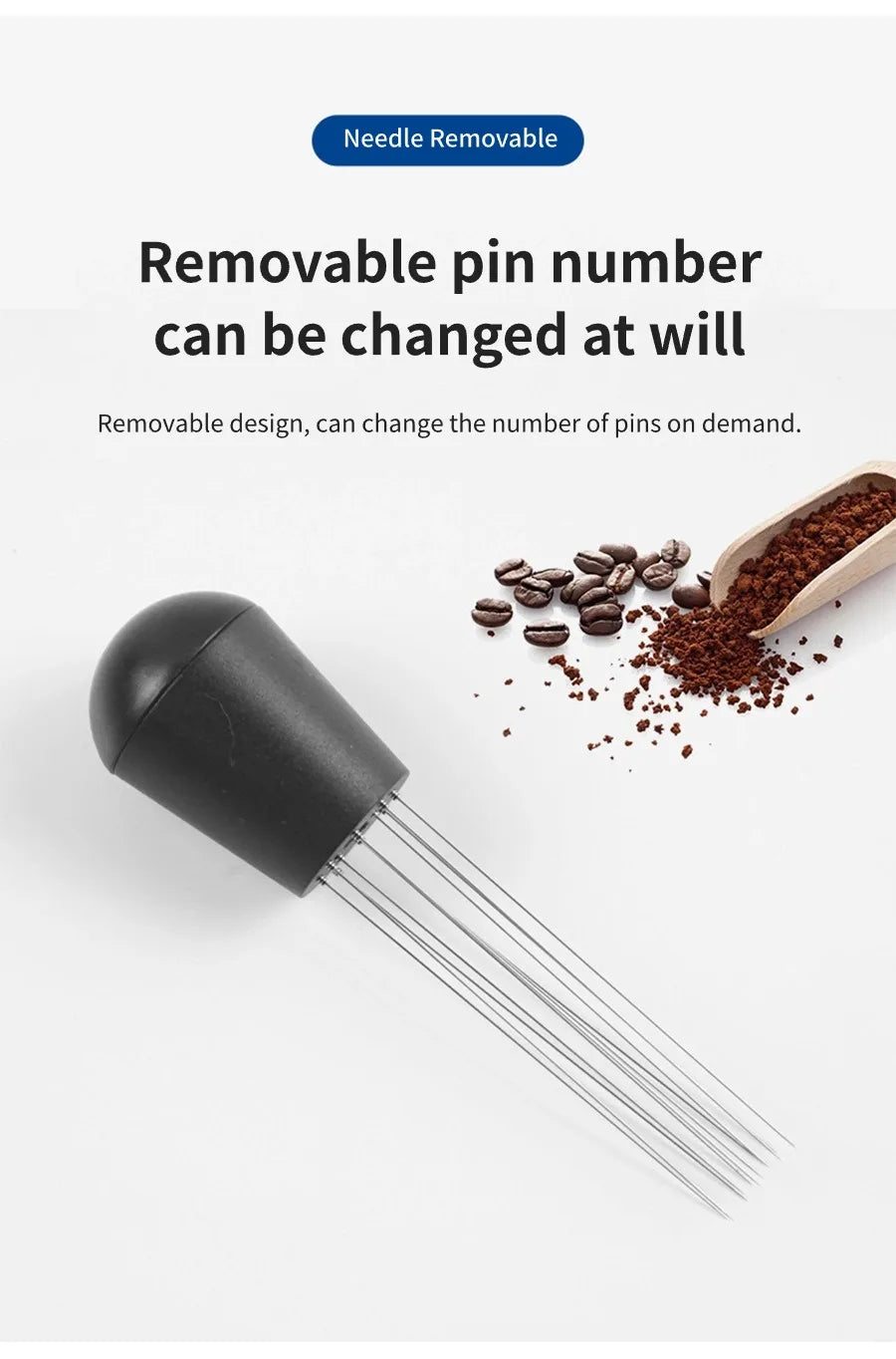 Espresso Coffee Stirring Tool, Coffee Powder Stirrer, Needle Distributor, Wood Handle, Barista Hand Distribution Tool