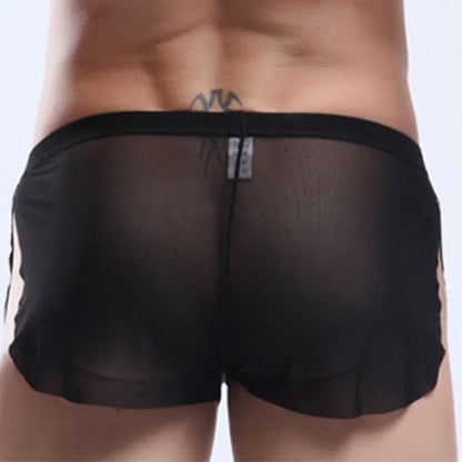 Mens Sexy Underwear Wet Look Lingerie Breathable Pouch Boxer Shorts Side Split Trunks Quick Dry Underpants Ultra Thin Panties