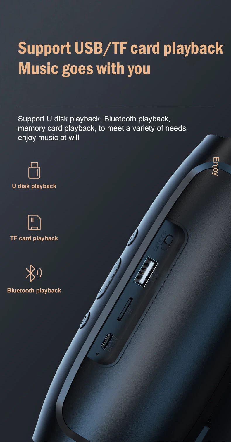 Bluetooth Speaker Dual Speaker Stereo Outdoor TF usb Playback Fm Voice Broadcasting Portable Subwoofer 50 Wireless Speaker