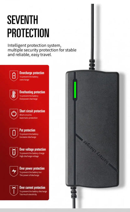 36V 48V 60V 72V Charger 2A 5A Lithium Battery Pack 42 54.6 67.2 84V 10 13 16 20S Smart Intelligent Fast Charging Charger EU Plug