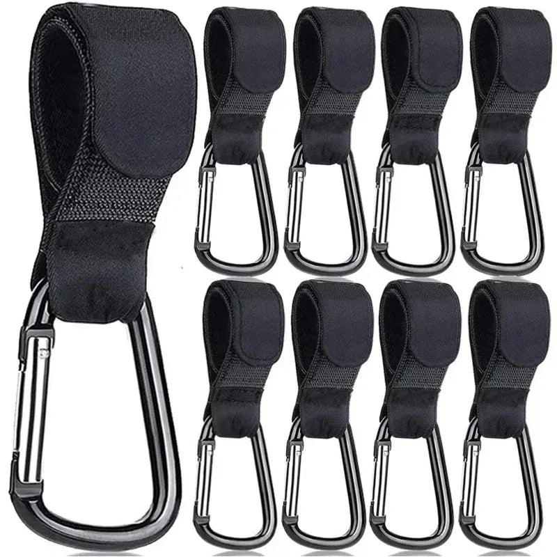 1-5PCS Baby Stroller Hook Clip Aluminum Alloy Carabiner Cart Organizer Diaper Bag Shopping Pram Hook Hanger Accessories