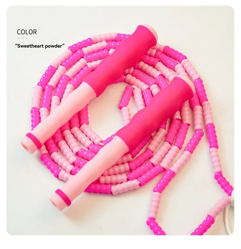 Wholesale adult and children's skipping ropes with colorful soft beads and bamboo nodes. Children's skipping ropes