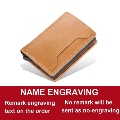 Anti Rfid Blocking Men Card Holder Case Wallets Free Name Customized Small Card Wallets Mini Wallet Qaulity Small Male Purses
