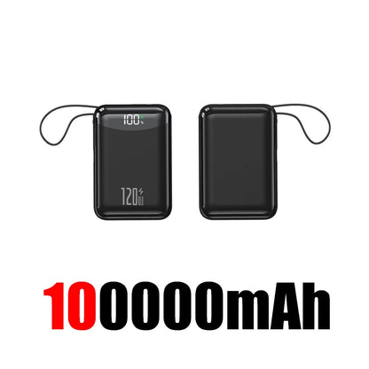 120W Power Bank With Charging Cables 100000mah Large Capacity Portable External Battery For Multi Phones Emergency Supply