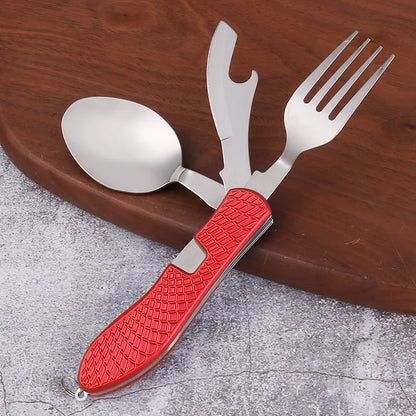 Foldable Camping Utensil Set - Multi-Functional Knife, Fork, Spoon Combo For Outdoor Activities And Sports Camping Picnic Travel