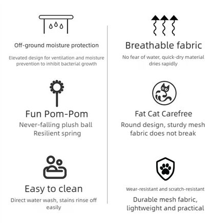 This floating pet bed has the features of moisture-proof, breathable, detachable, easy to clean, scratch-resistant and durable.