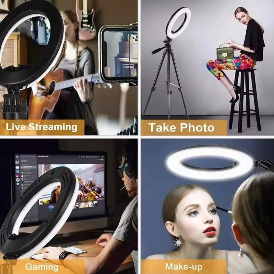 LED Selfie Ring Light 10-inch USB Plug 3-tone Lighting Photography Light Video Recording Live Broadcast Fill Light Gifts