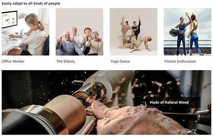 12 Rollers Wooden Curved Massager Handheld Roller Stick, Trigger Point Body Therapy Massager for Belly Waist Muscles Pain Relief