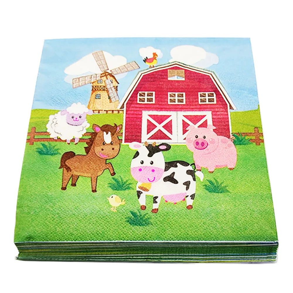 Farm Animals Paper Napkins  Farm Dessert Napkins Disposable Paper Napkin Baby Shower Party Decor Farm Themed Birthday Supplies