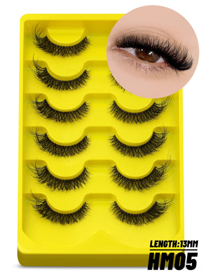 GROINNEYA Cat Eye Lashes Natural Look Mink Eyelashes Natural Look Faux Mink Wispy Soft Natural Clear Band Lashes Makeup