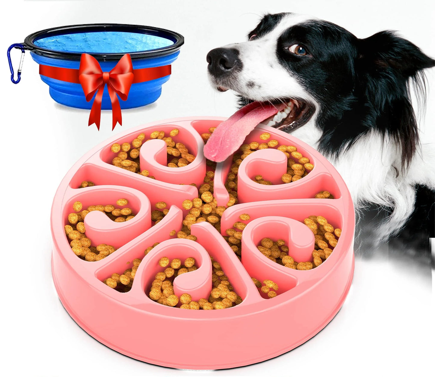 Pet Dog Slow Feeder Bowl Fun Non Slip Anti-Gulping Slower Food Feeding Dishes Eco Dog Bowl for Large Medium Small Dogs Puppy