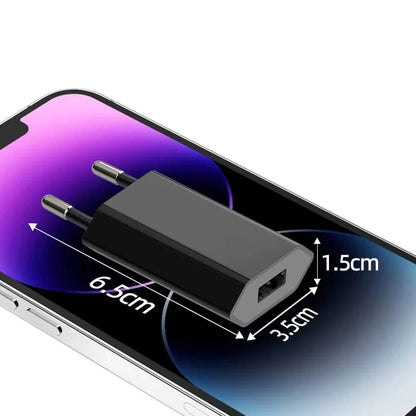 NNBILI 1-5Pcs Black Universal 5W EU Plug Travel USB Wall Charger 5V/1A Rapid Charging For iPhone 7 8 Plus Redmi Phone AC Adapter