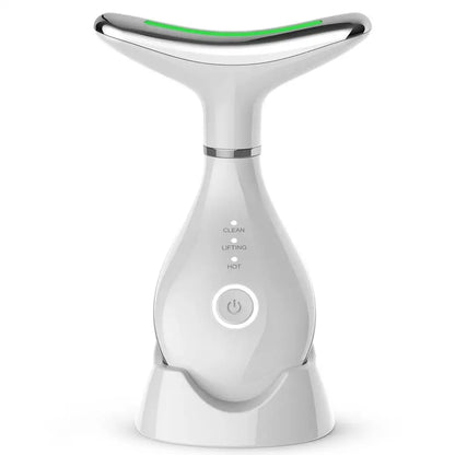 Neck Beauty Instrument with Base Microcurrent Facial Massager LED Photon Skin Rejuvenation Neck Face Skin Care Tool for Wrinkle