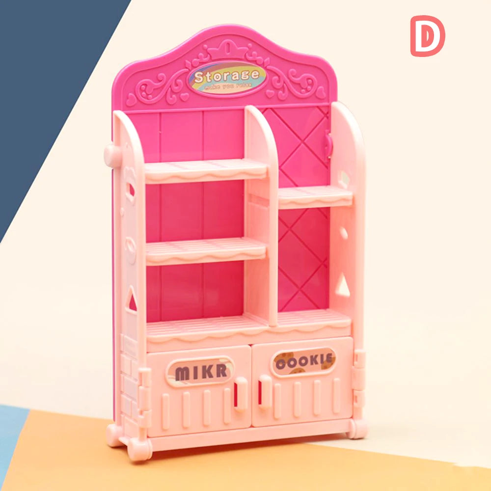 1:12 Miniature Furniture Shopping Cart Refrigerator Kitchen Shelve Mini Drink Dessert Food Dollhouse Kitchen Toy Model Gift