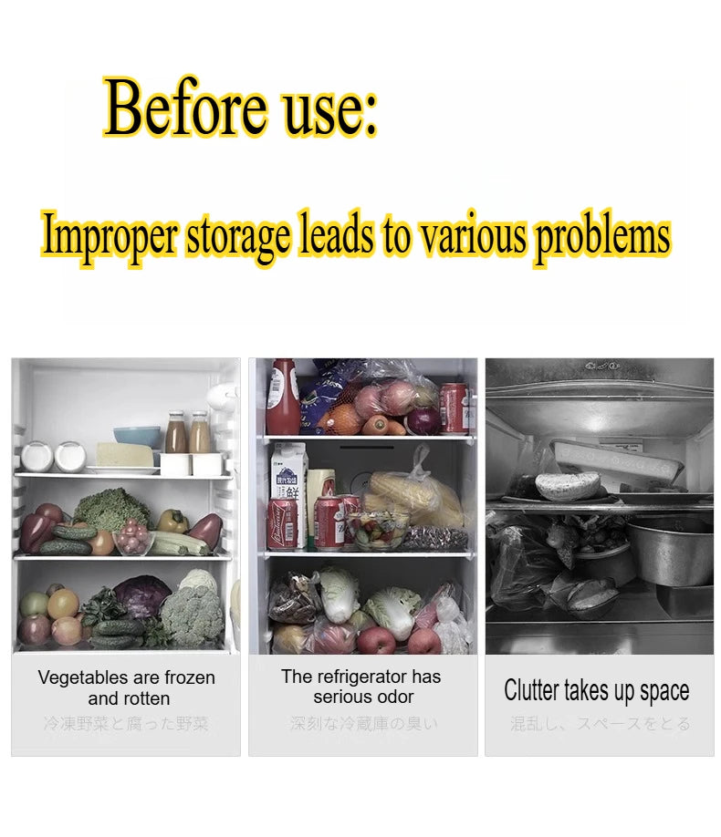 1- 3Pcs Refrigerator Organizer Boxes Fresh Fruit & Vegetable Keep - Fresh Containers with Draining Baskets Kitchen Storage Box