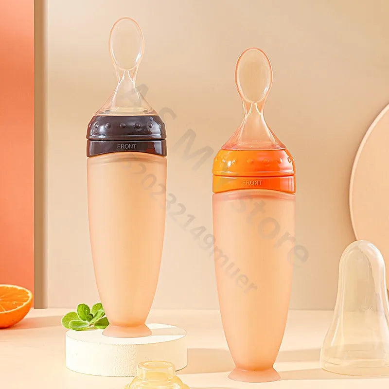 BBET Squeezing Feeding Bottle Silicone Newborn Baby Training Rice Spoon Infant Cerea Food Supplement Feeder Safe Tableware