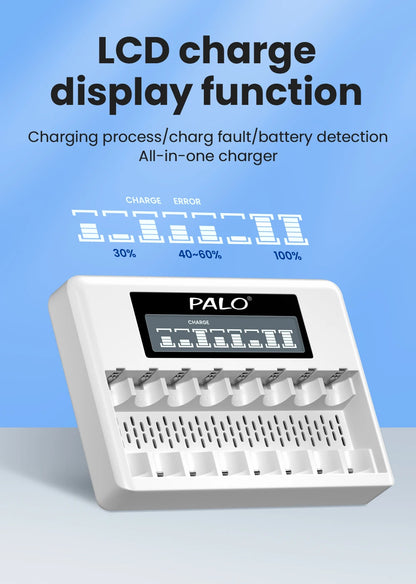 8 Slots 1.5V AA/AAA Rechargeable Battery Charger LCD Display Usb Fast Intelligent Charger for 1.5 Volts Li-lon AA AAA Battery