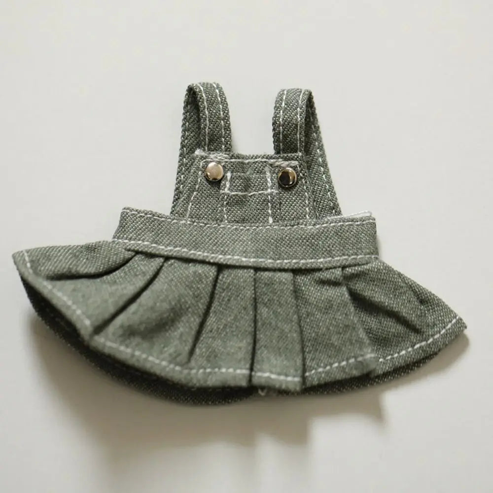 Ob11 Doll Clothes Fashion Denim Suspenders Skirt Casual Wears For 12cm Dolls DIY Doll Clothes Accessories Toys