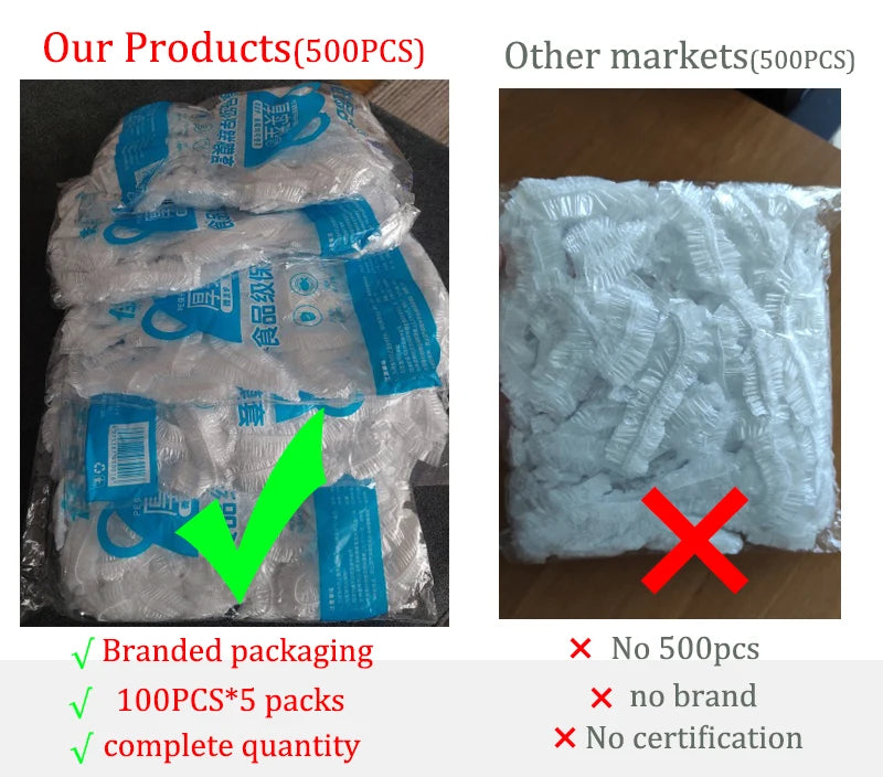 Disposable Food Cover Elastic Plastic Wrap Food Grade Food Lids Shoe Cover Shower Headgear Bowls Caps Food Fresh Saver Bag Dust