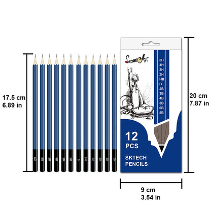 SeamiArt 12 Pcs. Standard Sketching Pencil Art Suppliers for Artist Drawing School Office Lapices De Colores Pencils Supplies