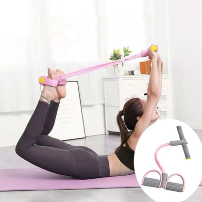 Durable 4-Tube Yoga Pedal Puller Rubber Thicken Resistance Band Abdominal Exerciser Elastic Pull Rope Arm