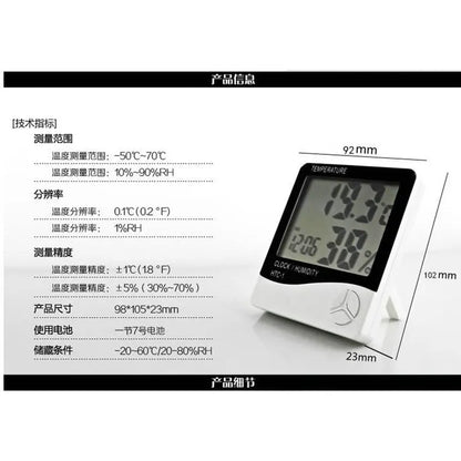 Lash Grafting LCD Digital Thermometer Hygrometer Temperature Humidity Tester Weather Station Clock For Eyelash Extension Makeup