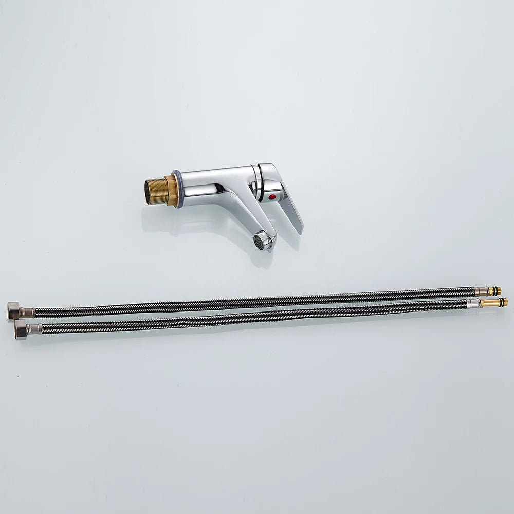 Single Lever Mixer Faucet Metal Electroplating Sink Taps Hot Cold Water Sink Mixer Tap Modern Basin Sink Faucet Durable Sink Tap