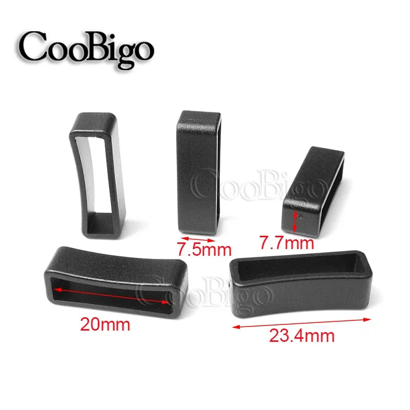 10pcs/pack Black Plastic Belt Loop Keeper Square Loop Buckles Belt Harness Backpack Straps