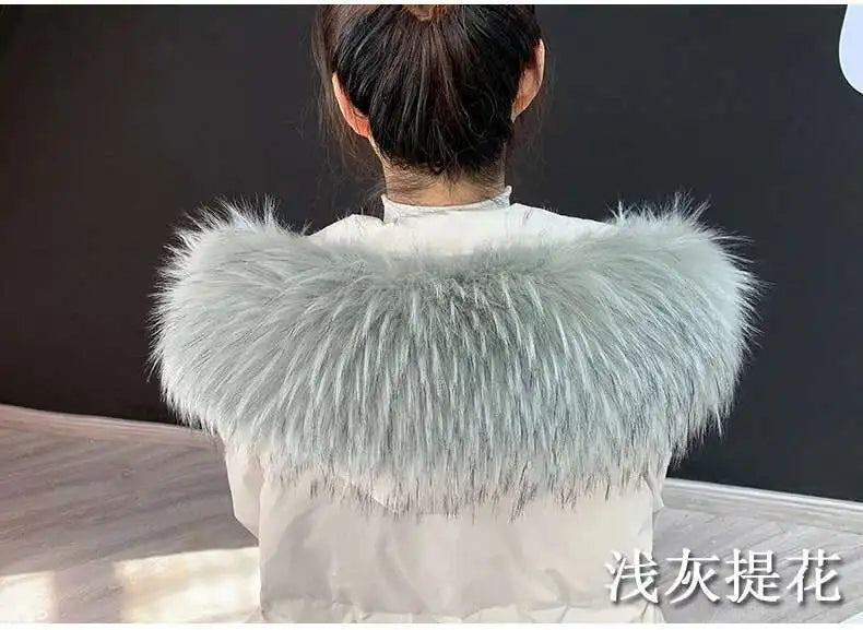 Detachable Faux Fur Collar Extra Large Warm Fake Fur Scarf Wrap Evening Cape For Winter Womens Coat Faux Fur Hood Ttrim Collar