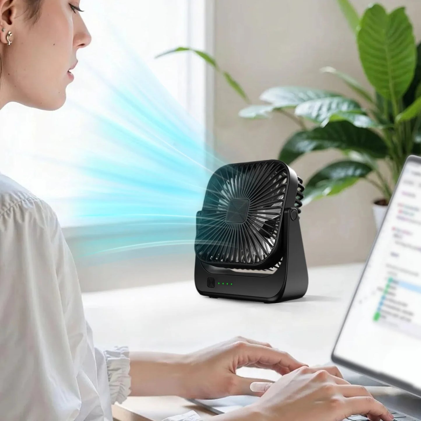 Mini Portable Fan,USB Desk Fan Table,Quiet 4 Speed Wind Personal Fan 360°Rotatable Head Standing Fans for Room Camping Hom